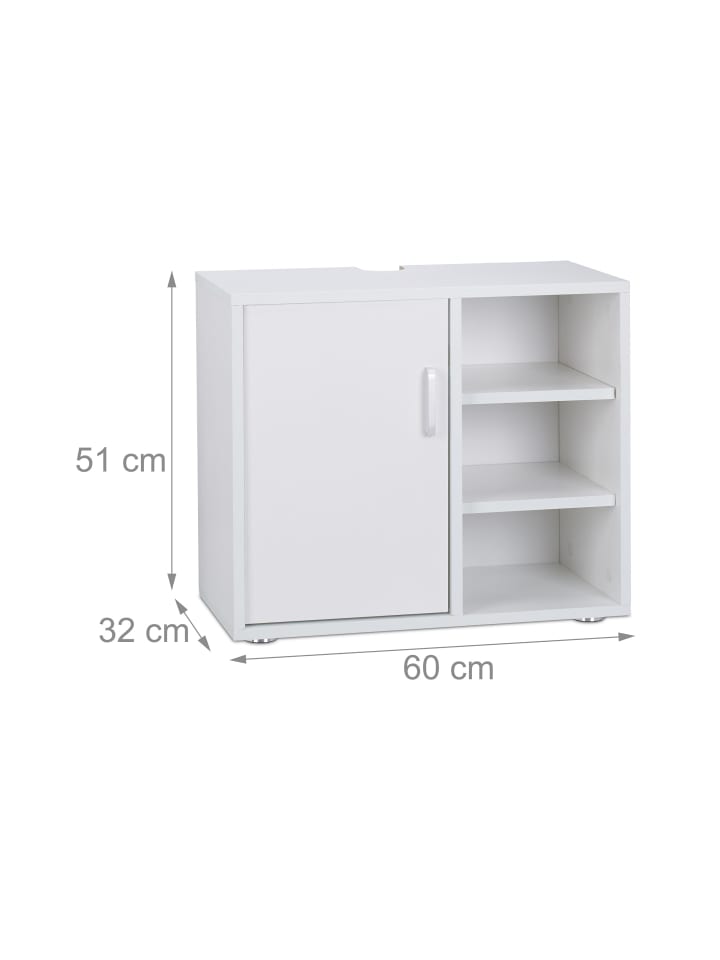 relaxdays Waschbeckenunterschrank in Weiß - (B)60 x (H)51 x (T)32 cm günstig kaufen onesize