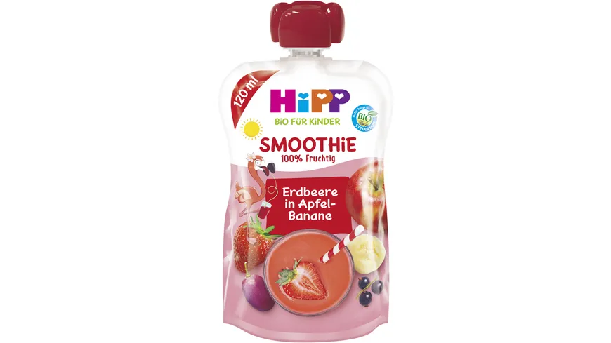 HiPP Bio für Kinder Smoothie Erdbeere in Apfel Banane - Flora Flamingo 120 ml