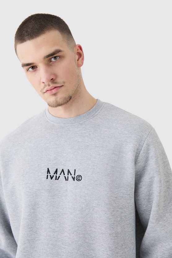 Tall Man Dash Crew Neck Sweatshirt In Grey Marl