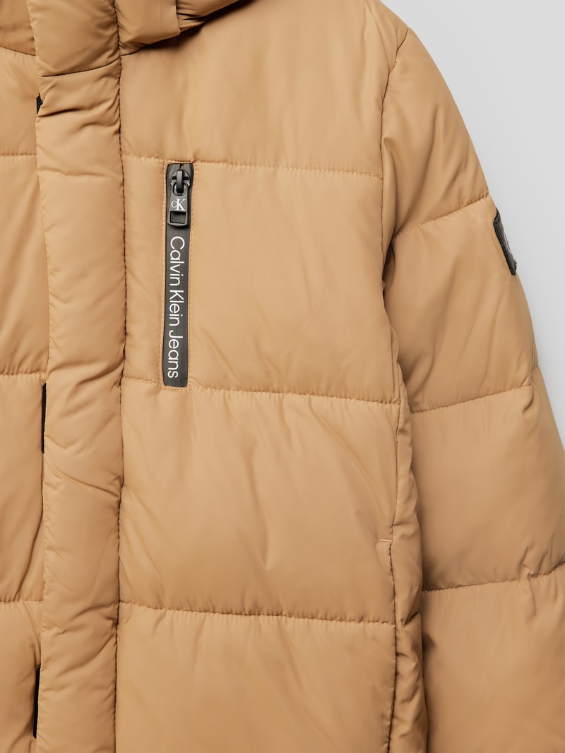 Jacke mit Label-Details Modell 'Puffer' in camel