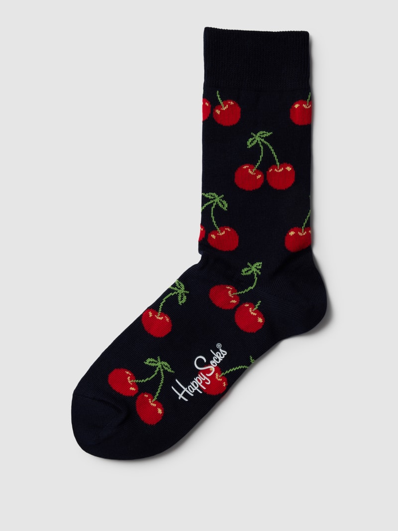Socken mit Allover-Muster Modell 'CHERRY' in marineblau