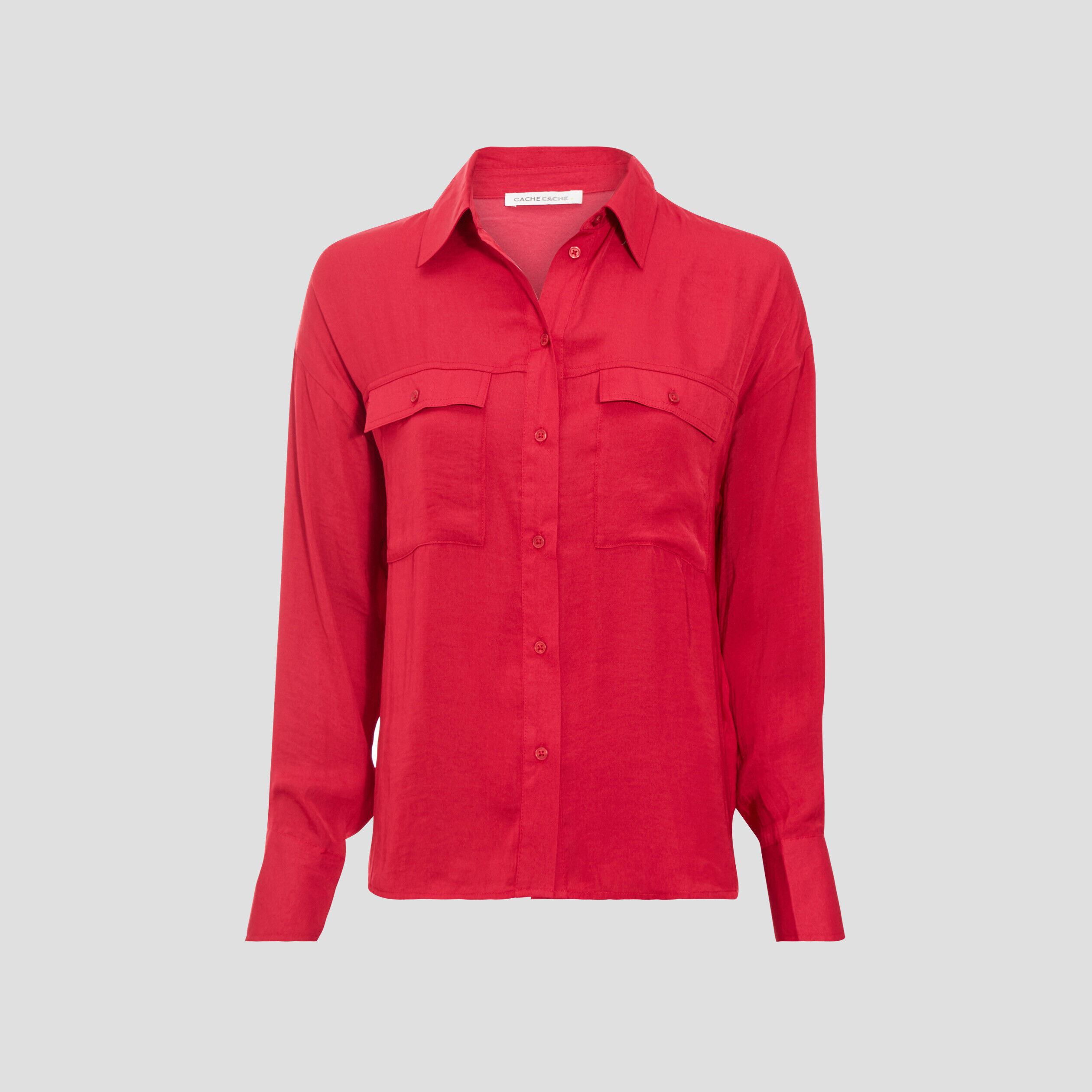 Chemise manches longues rouge clair femme | Cache Cache