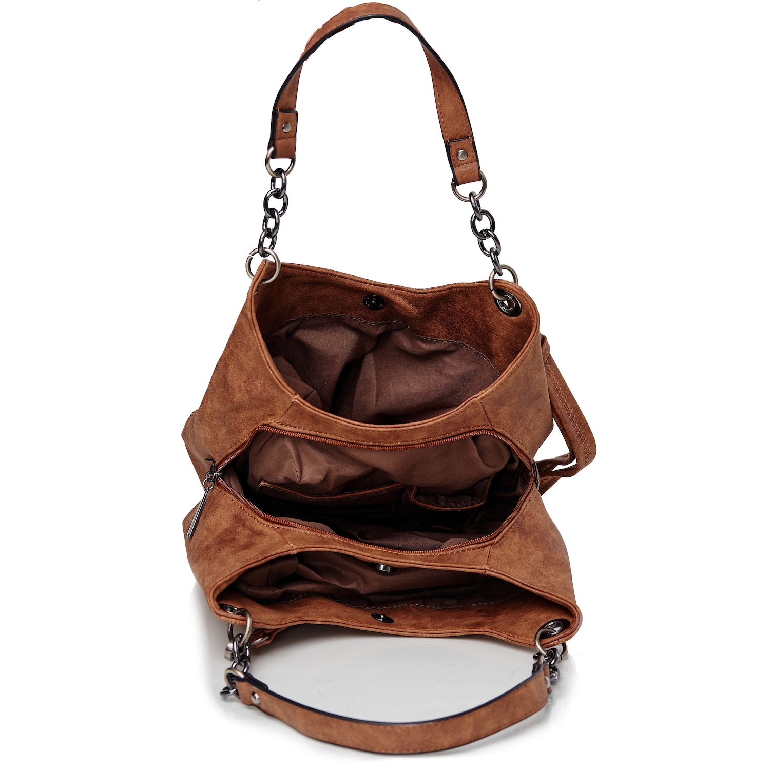 Schultertasche mit aufwendigen Tragegriffen und feinem Lasercut