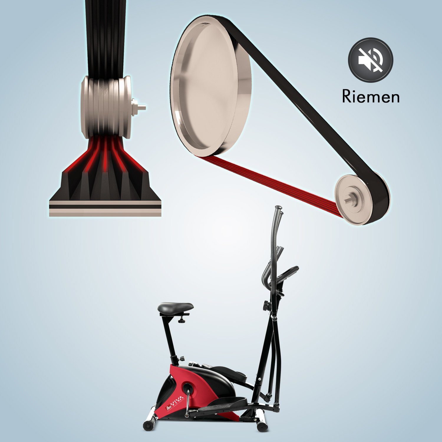 AsVIVA Crosstrainer & Heimtrainer AsVIVA C16 Bluetooth rot 2 in 1 Cardio