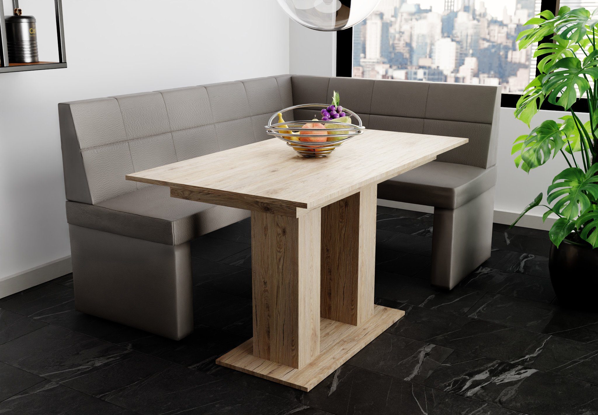 Fun Möbel Eckbankgruppe Eckbankgruppe „BLAKE XL“ Größe 196x142cm mit Tisch Sonoma, ausziehbarer Tisch