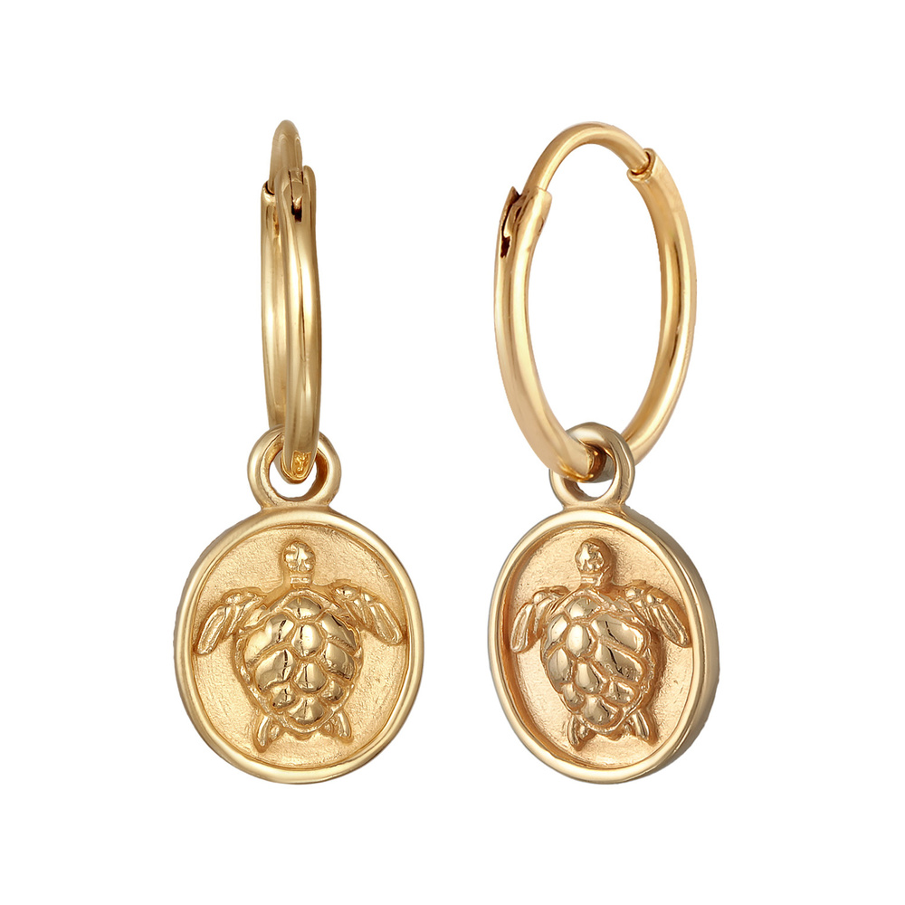 Elli Elli Boucles d'Oreilles Femmes créoles pendentif tortue océan en argent sterling  Boucles d'oreilles