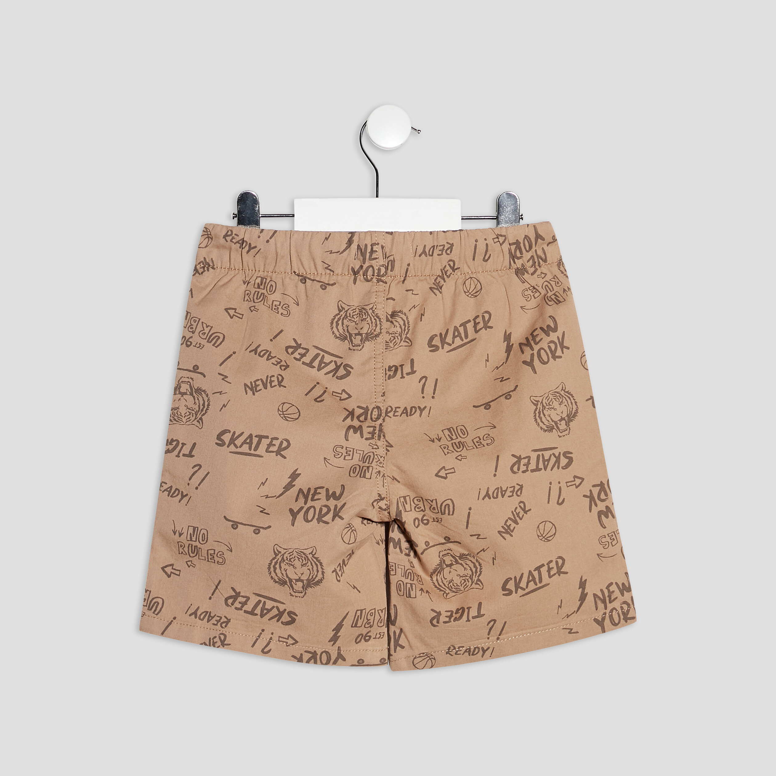 Short droit taille élastiquée marron clair garçon | La Halle
