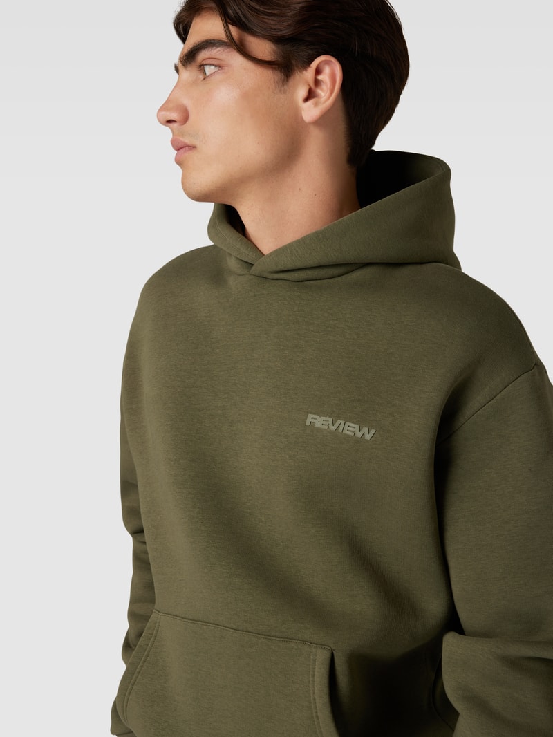 Hoodie mit Label-Print in khaki