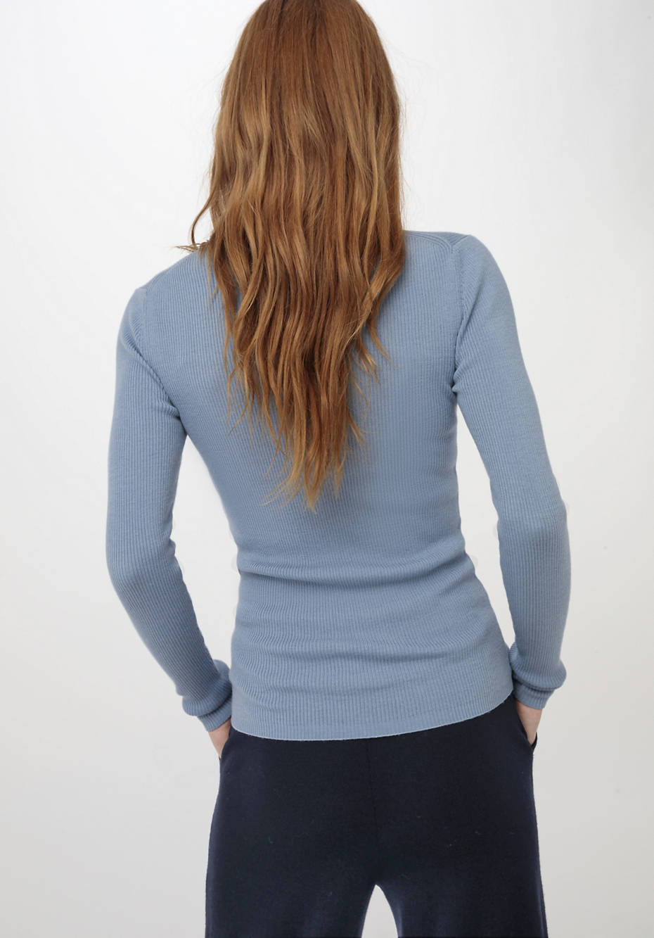 Rollkragenpullover aus Bio-Merinowolle mit Seide