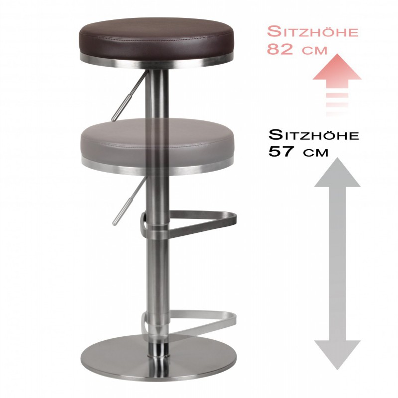 Wohnling Barhocker Wohnling Durable M7 Edelstahl gebürstet Braun