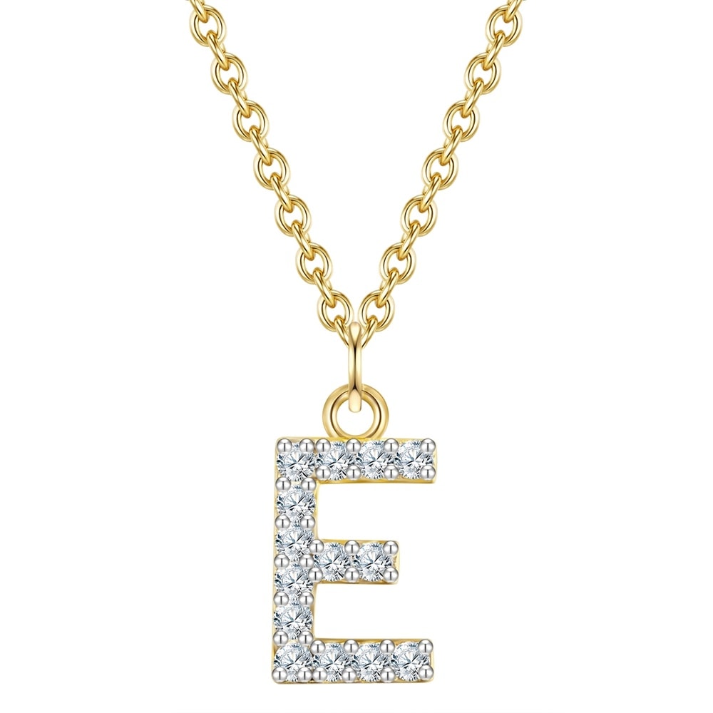 Glanzstücke München Collier en argent Lettre E Argent sterling Oxyde de zirconium (CZ) en Or jaune collier