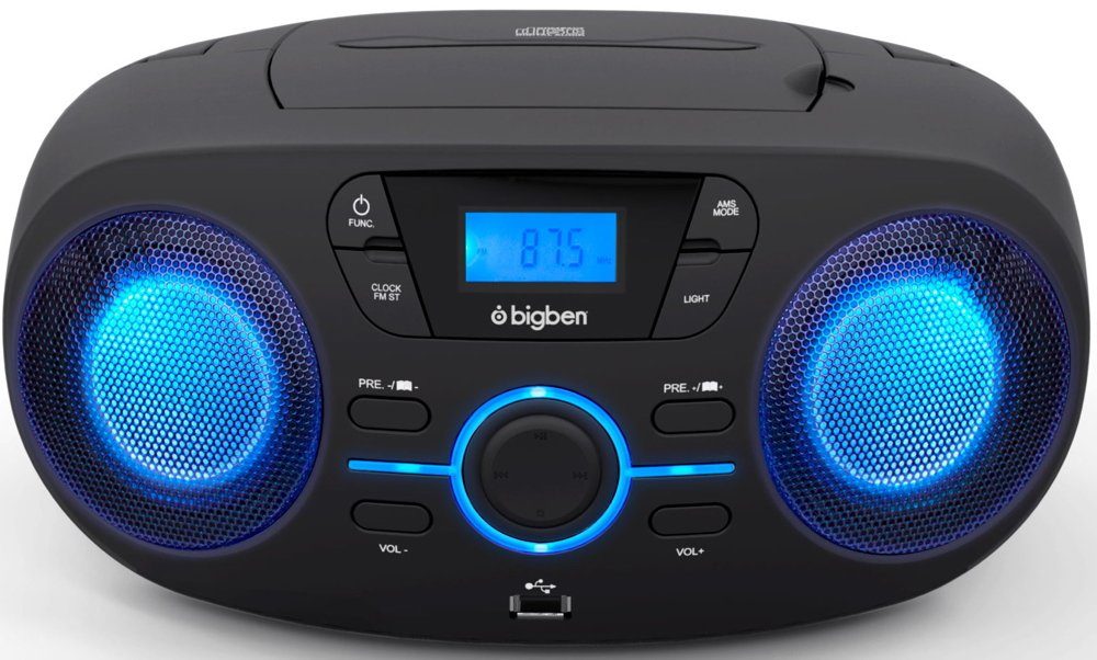 BigBen tragbarer CD Player CD61 schwarz USB MP3 FM Radio AUX-IN AU363166 CD-Player