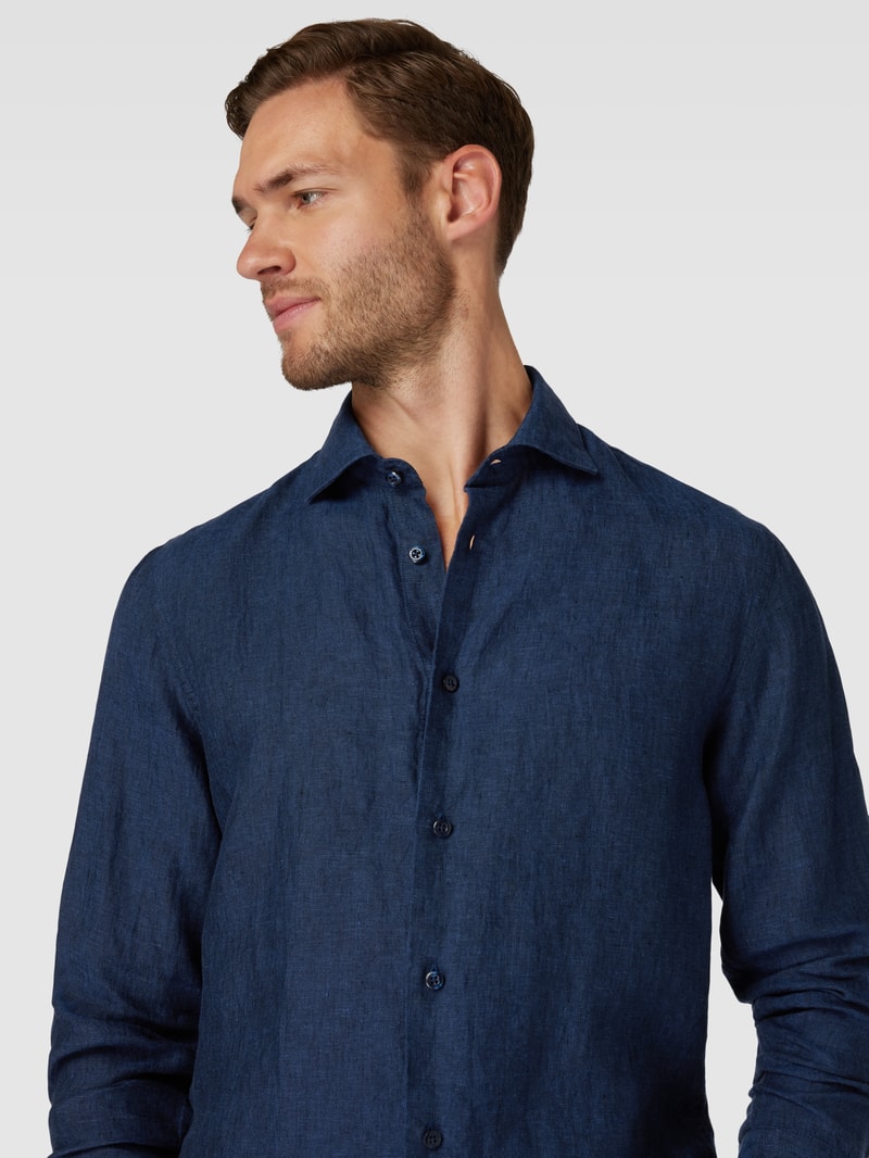 Regular Fit Freizeithemd mit Kentkragen Modell 'marc' in marineblau