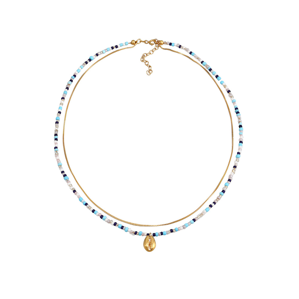 Elli Elli Collier Femmes Couche Coquillage Pendentif Perles de verre Coloré Été Trend  collier