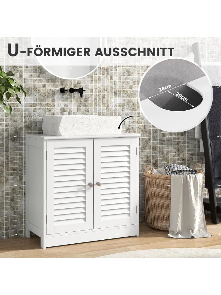 COSTWAY Waschbeckenunterschrank 60 x 30 x 60 cm in Weiß günstig kaufen onesize