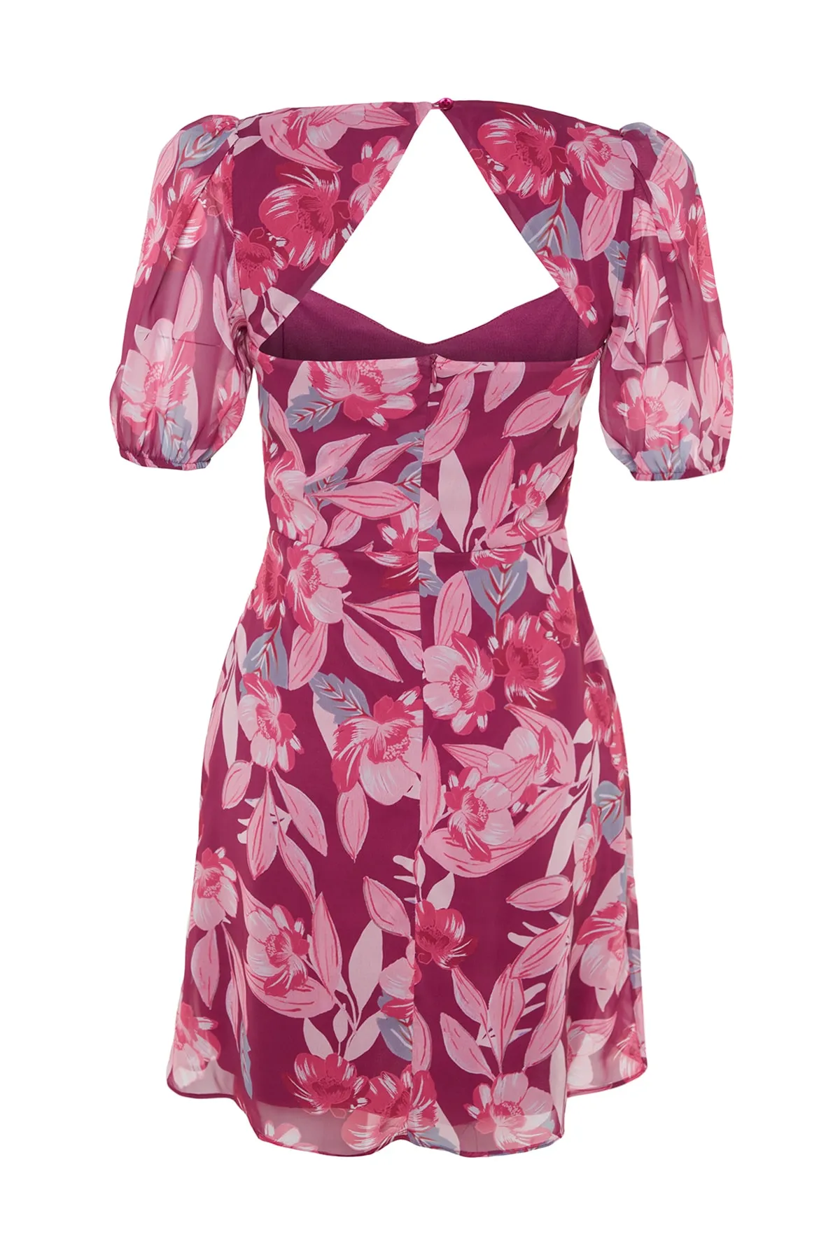 Trendyol Collection  Lila geblümtes A-Linien-Minikleid aus Chiffon mit Futter TWOSS22EL2168