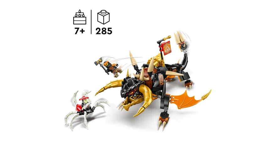 LEGO NINJAGO 71782 Coles Erddrache EVO, Drachen-Spielzeug mit Figuren