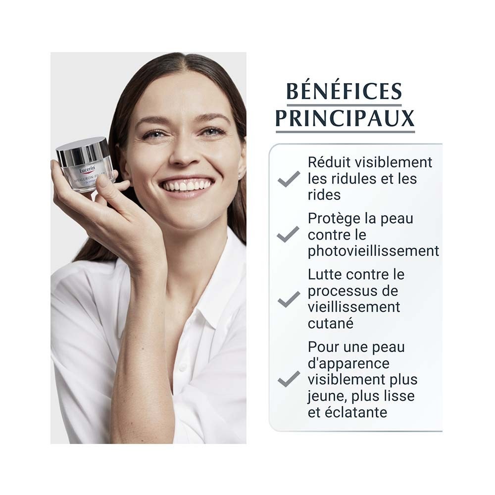 Crema giorno Eucerin HYALURON-FILLER + 3x EFFECT con SPF15 per pelli secche.