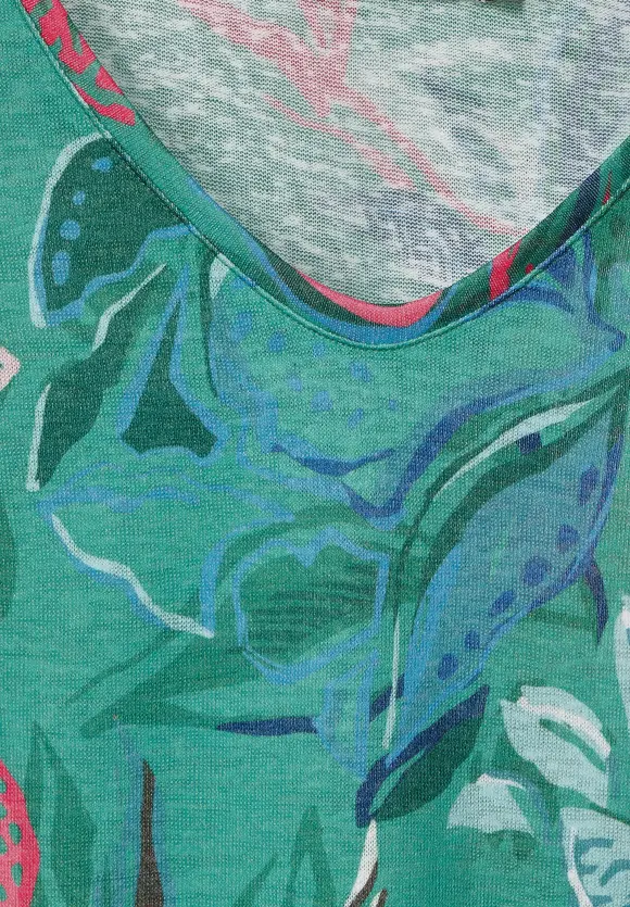 CECIL Printshirt in Leinenoptik
