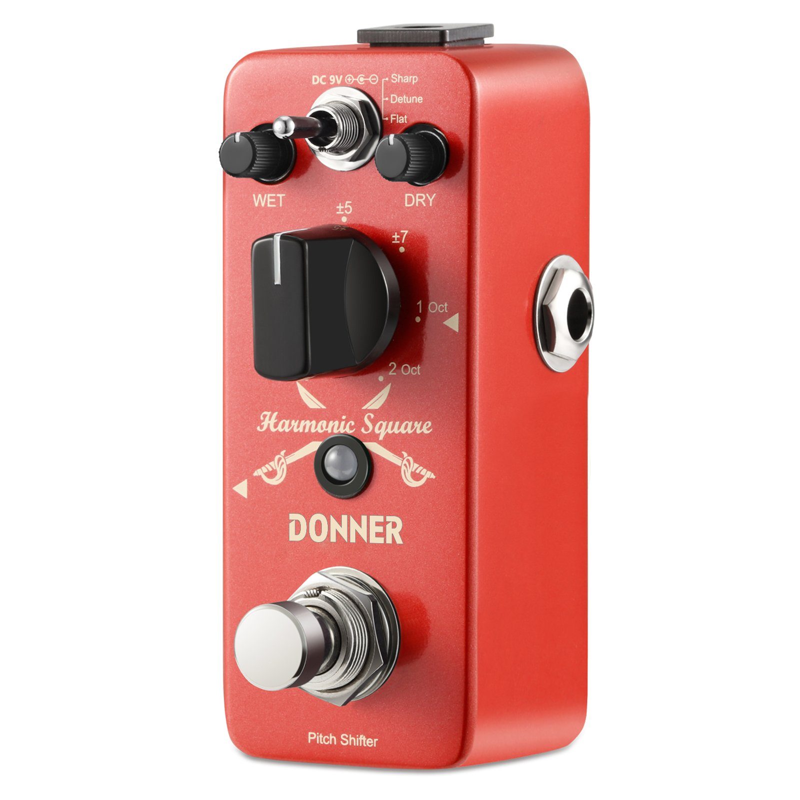 Donner E-Gitarre Oktav Gitarreneffektpedal Harmonic Square Digital Pedal, Ture Bypass, Pitch Shifter 7 Shift-Typen 3 Tonmodi Sharp Detune Flat
