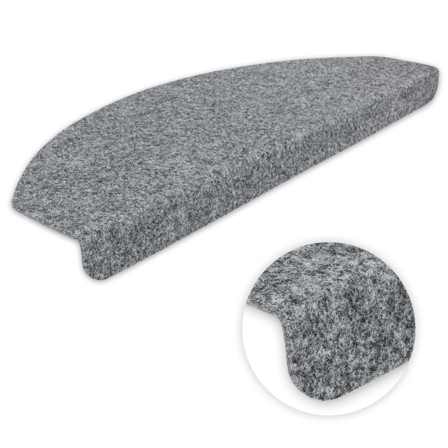 Stufenmatte Stufenmatten Zerbst Halbrund Rechteckig im 15er SparSet, Metzker®, Halbrund, Höhe: 4 mm, 15 Stück im Set - Hellgrau