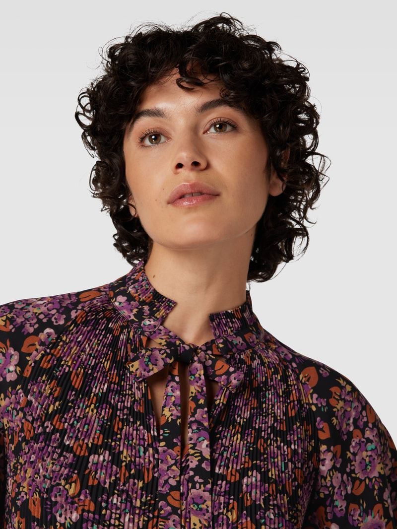 Schluppenbluse mit floralem Muster Modell 'ADAR' in lila