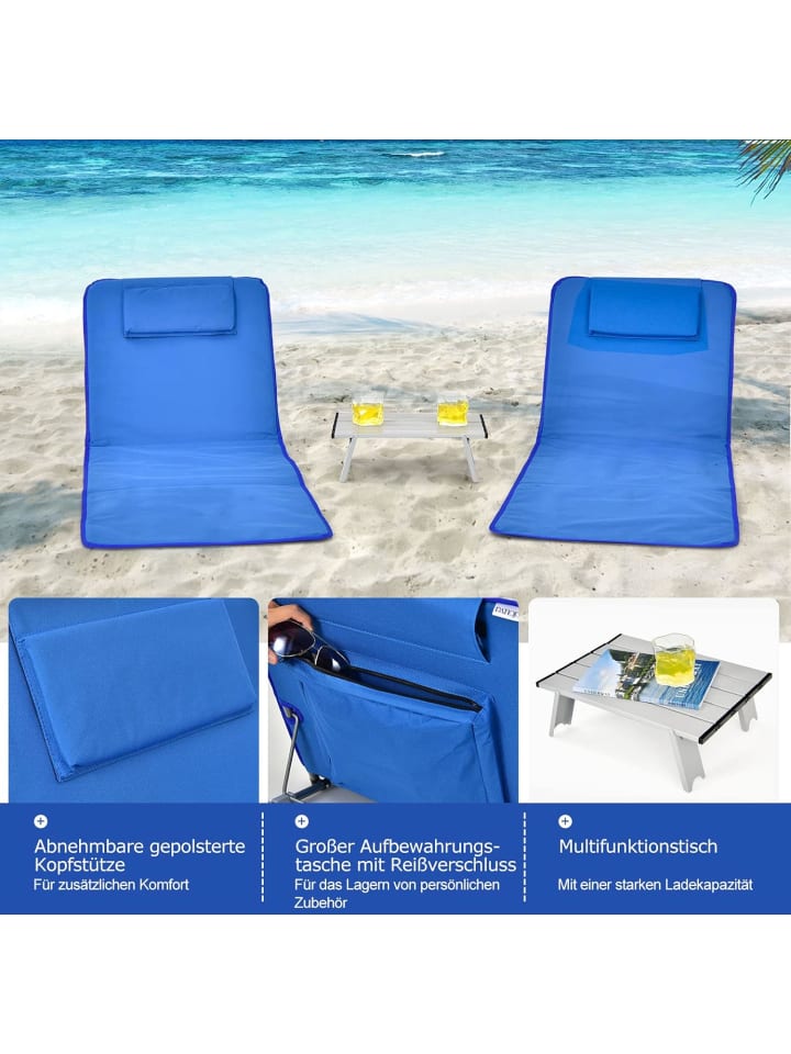COSTWAY Strandmatte 2er Set in Blau günstig kaufen onesize