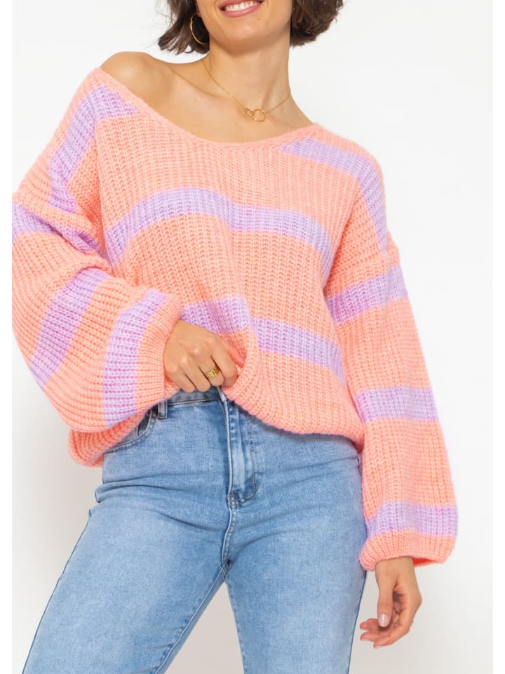 SASSYCLASSY Oversize Strick-Pullover in puderrosa, orange günstig kaufen