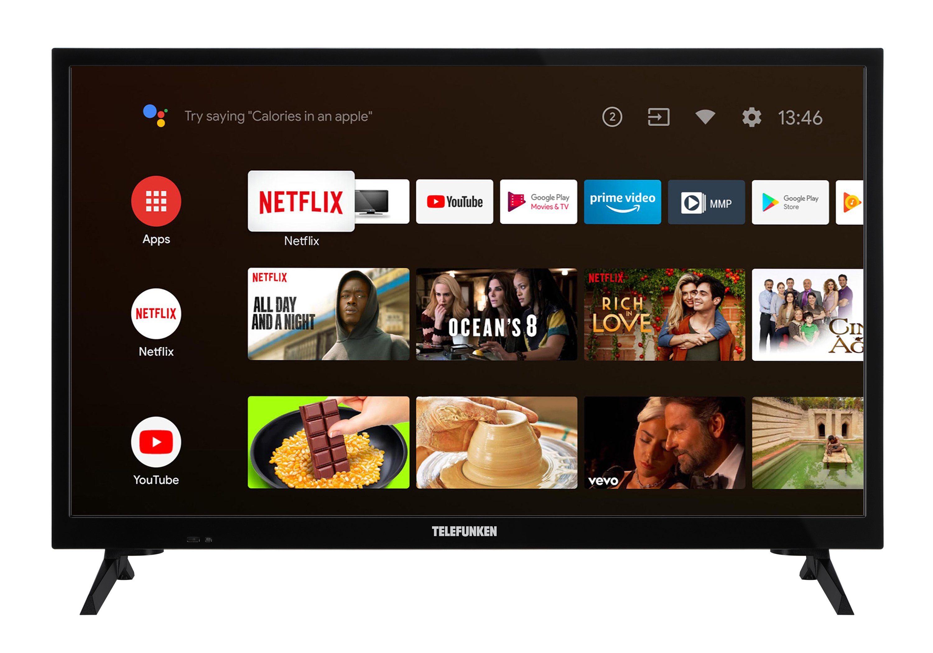 Telefunken D24H550X2CW LCD-LED Fernseher (60 cm/24 Zoll, HD-ready, Android TV, Triple-Tuner, Bluetooth, HDR10, Google Play Store)