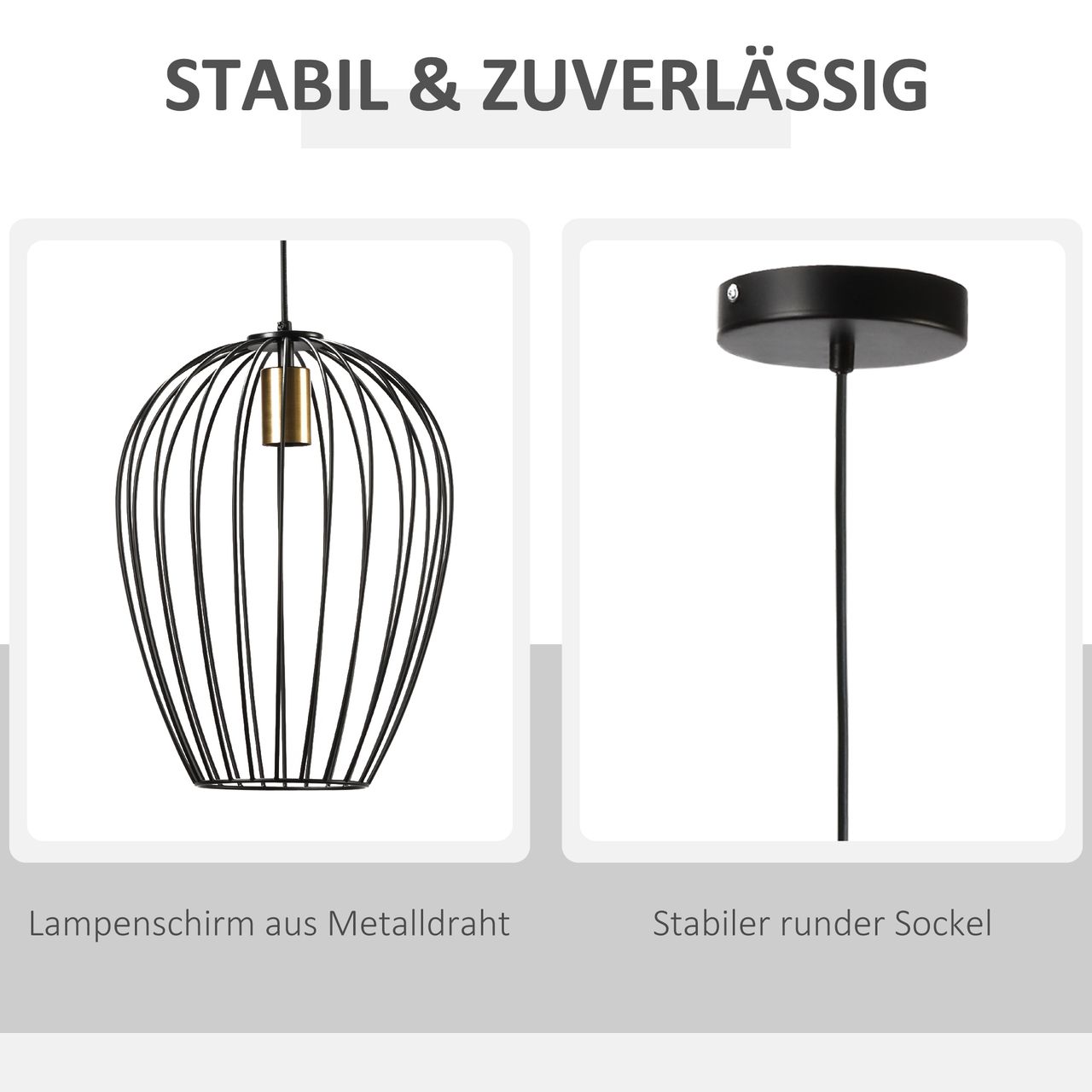 HOMCOM Pendelleuchte Hängeleuchte Hängelampe modern Pendellampe für Büro Wohnzimmer Esszimmer Metall Schwarz Ø26 x 130 cm