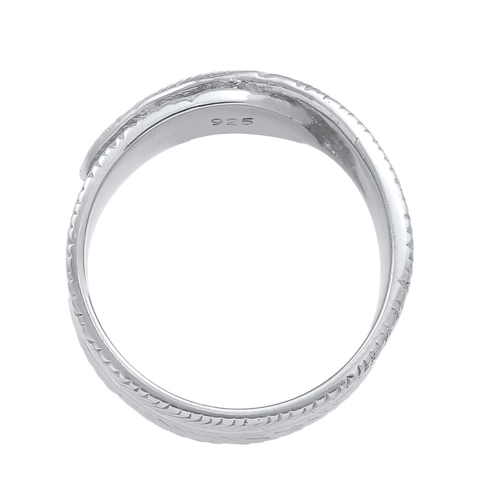 KUZZOI KUZZOI Bague Plume pour homme Déclaration Chunky Vintage Trend Solide en argent s Bague