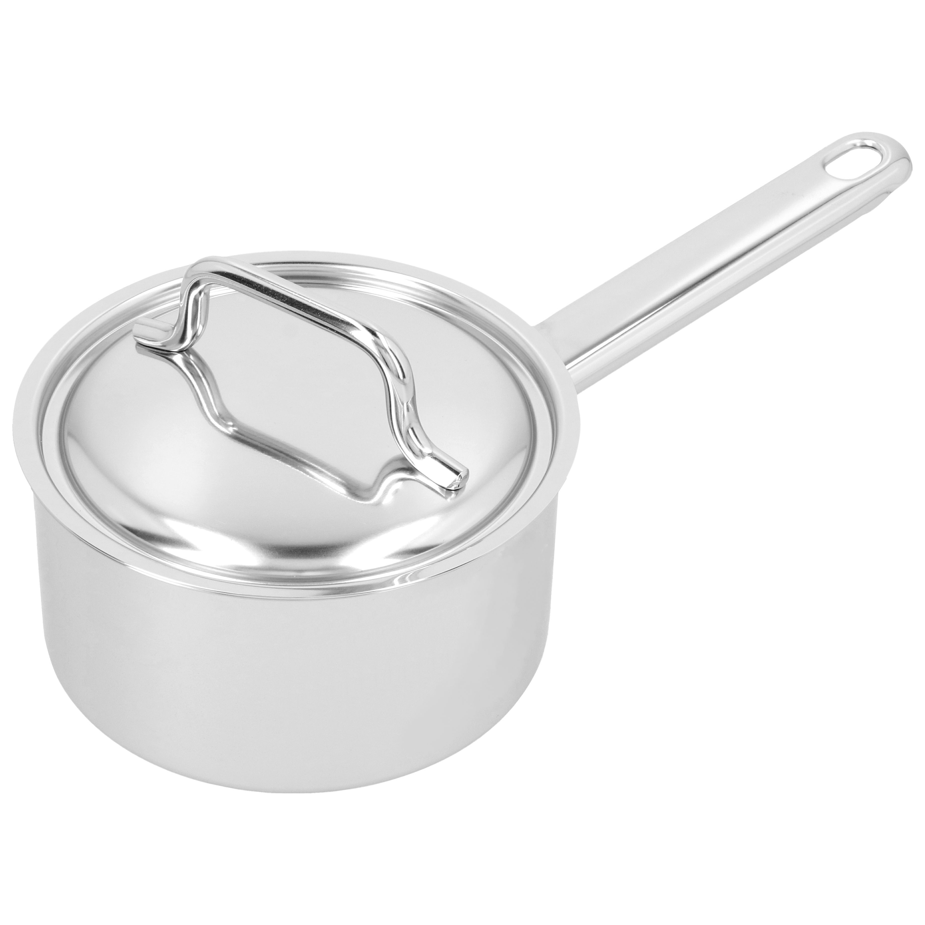 Stieltopf mit Deckel 14 cm, 18/10 Edelstahl, Silber