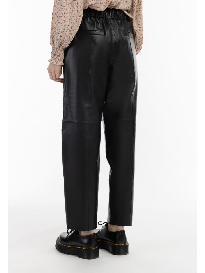 DreiMaster Vintage Lederhose in Schwarz günstig kaufen XS
