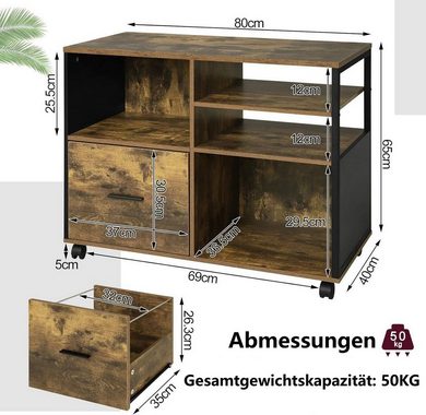 Woltu Aktenschrank (1-St) Druckertisch auf Rollen, Bürocontainer