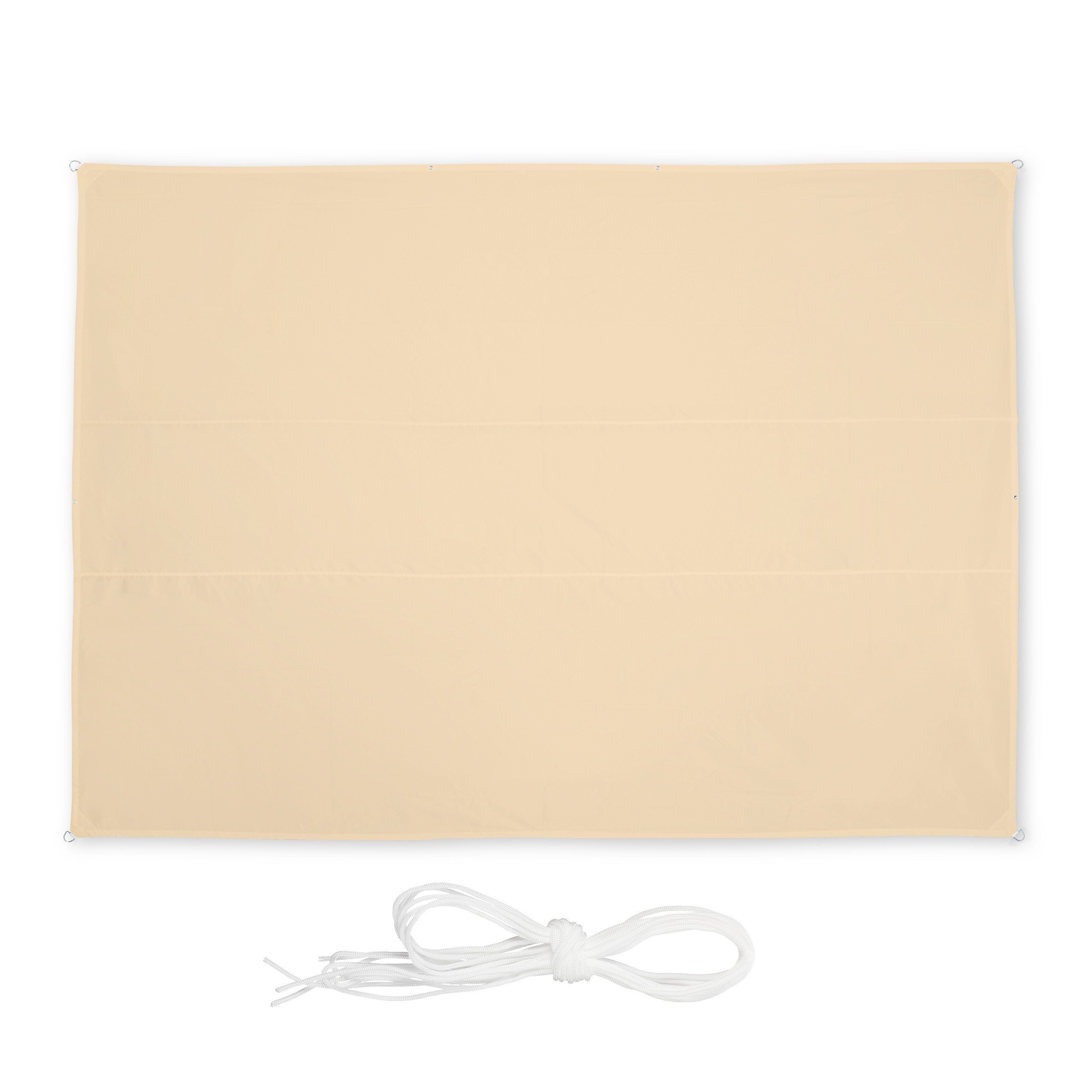 relaxdays Sonnensegel Sonnensegel beige rechteckig, 3,5 x 4,5 m