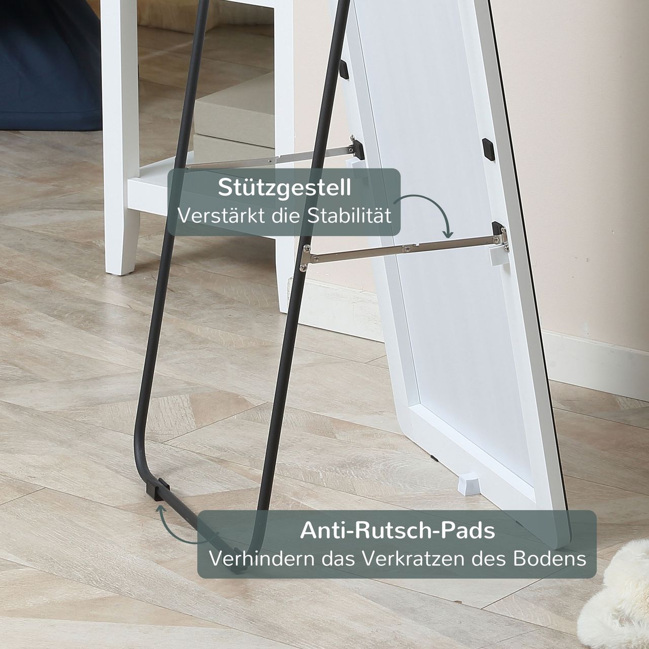 HOMCOM Standspiegel, Ganzkörperspiegel mit Ständer, 45 x 160 cm Wandspiegel