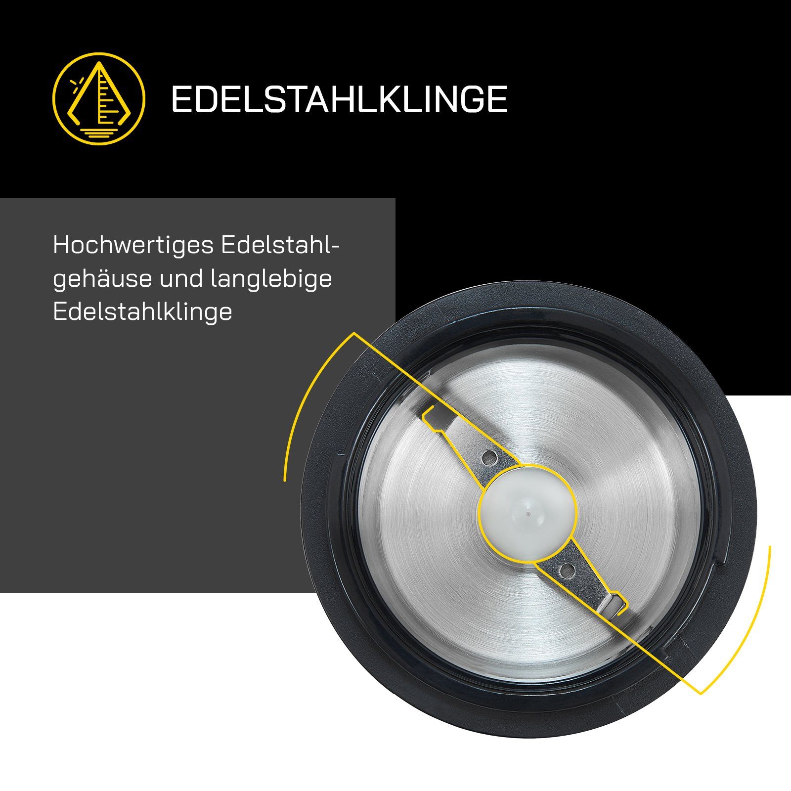 Gutfels Kaffeemühle COFFEE 5010, 200,00 W, Edelstahlklinge, 50,00 g Bohnenbehälter, für Bohnen, Gewürze & Nüsse, Mahlgrad Kontrolle