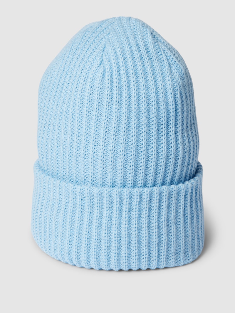 Beanie mit breitem Umschlag in hellblau meliert