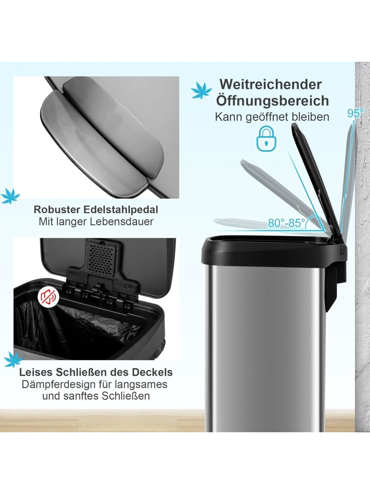COSTWAY Mülleimer 50L in Silber günstig kaufen 41 cm