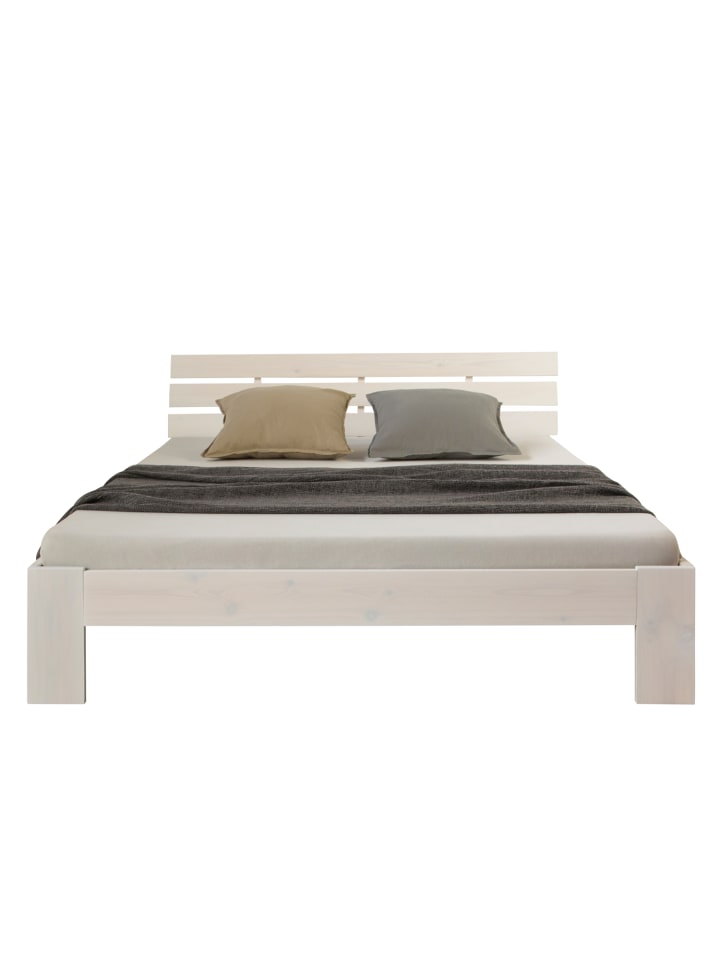 Homestyle4u Holzbett 140x200 mit Lattenrost und Matratze in Weiß günstig kaufen 140 x 200 cm