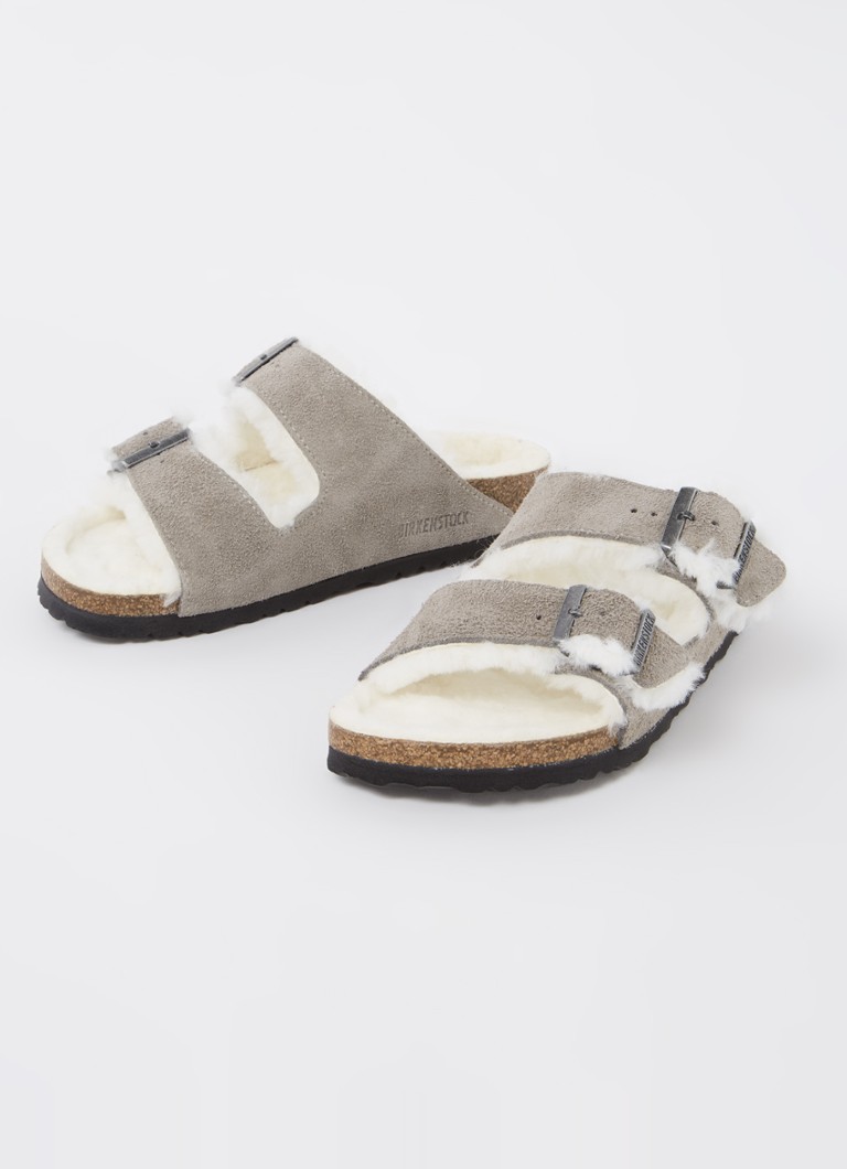 Birkenstock Arizona zamšādas sandales ar jēra vilnu