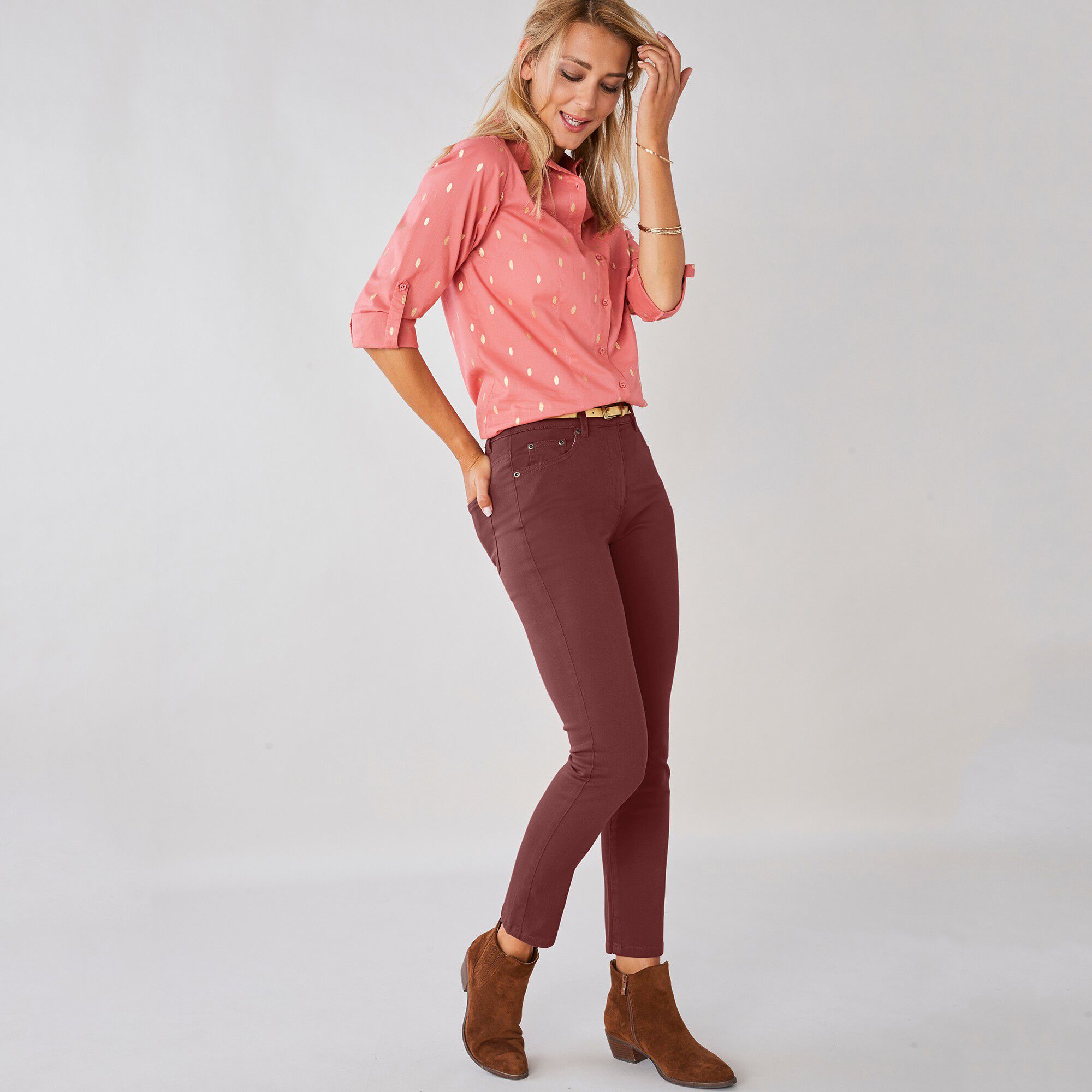 Pantalon 7/8ème fuselé stretch uni