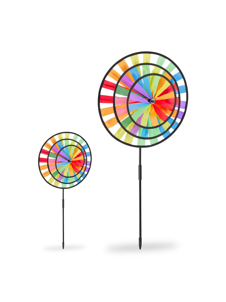 relaxdays 2x Windrad in Bunt - (B)35,5 x (H)73,5 x (T)15 cm günstig kaufen onesize
