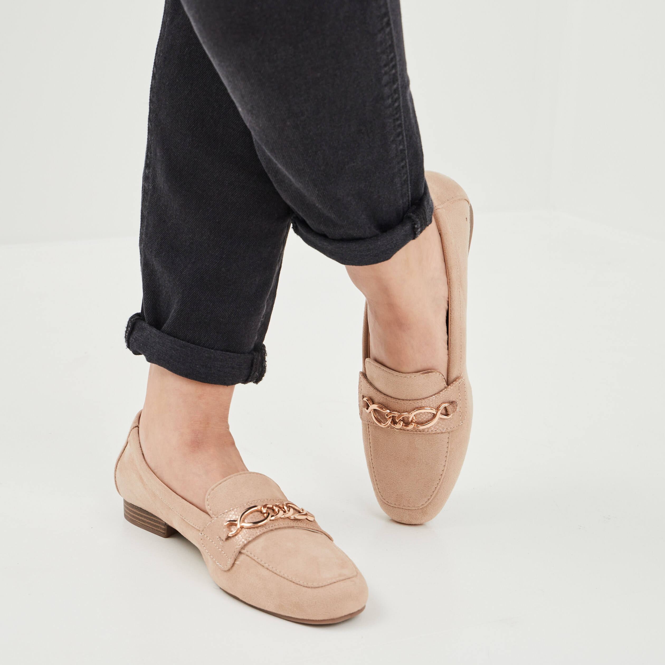 Mocassins plats suède jaune or femme | La Halle