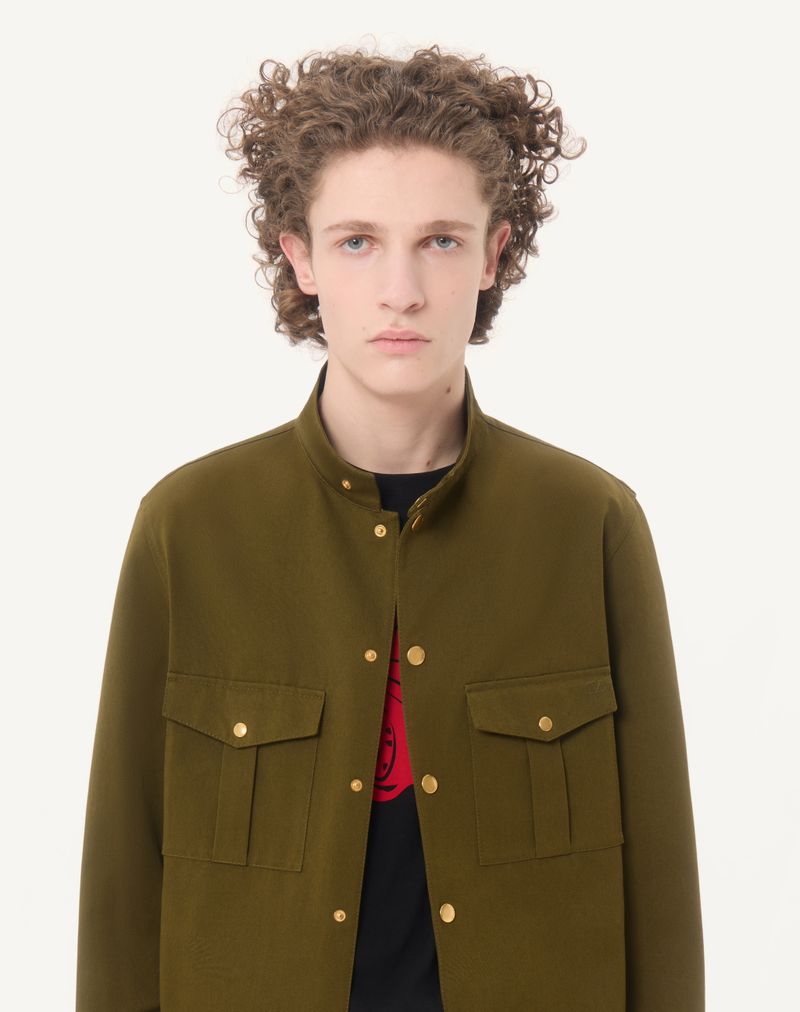 Valentino Cannetè bomuldsskjortejakke med V-logo-broderi
