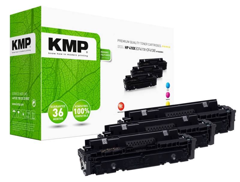 Kompatible KMP HP 410X Tonerkartusche CF252XM Cyan, Magenta, Gelb Multipack 3 Stück