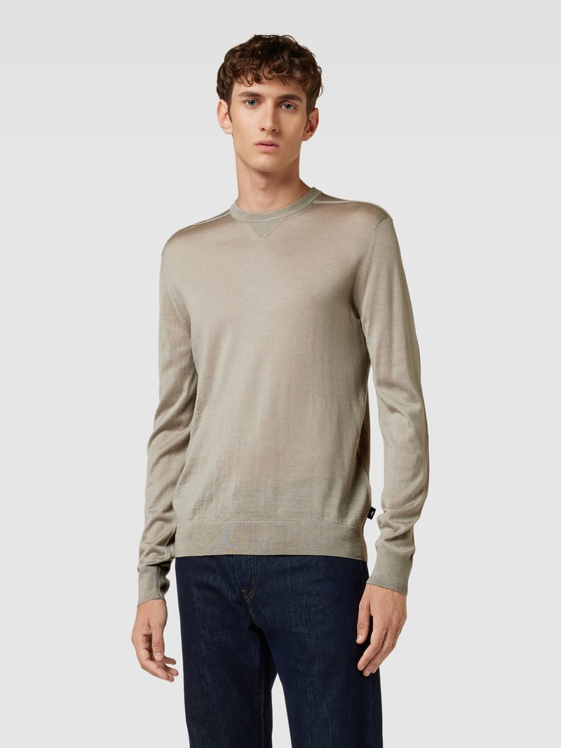 Strickpullover mit gerippten Abschlüssen in beige