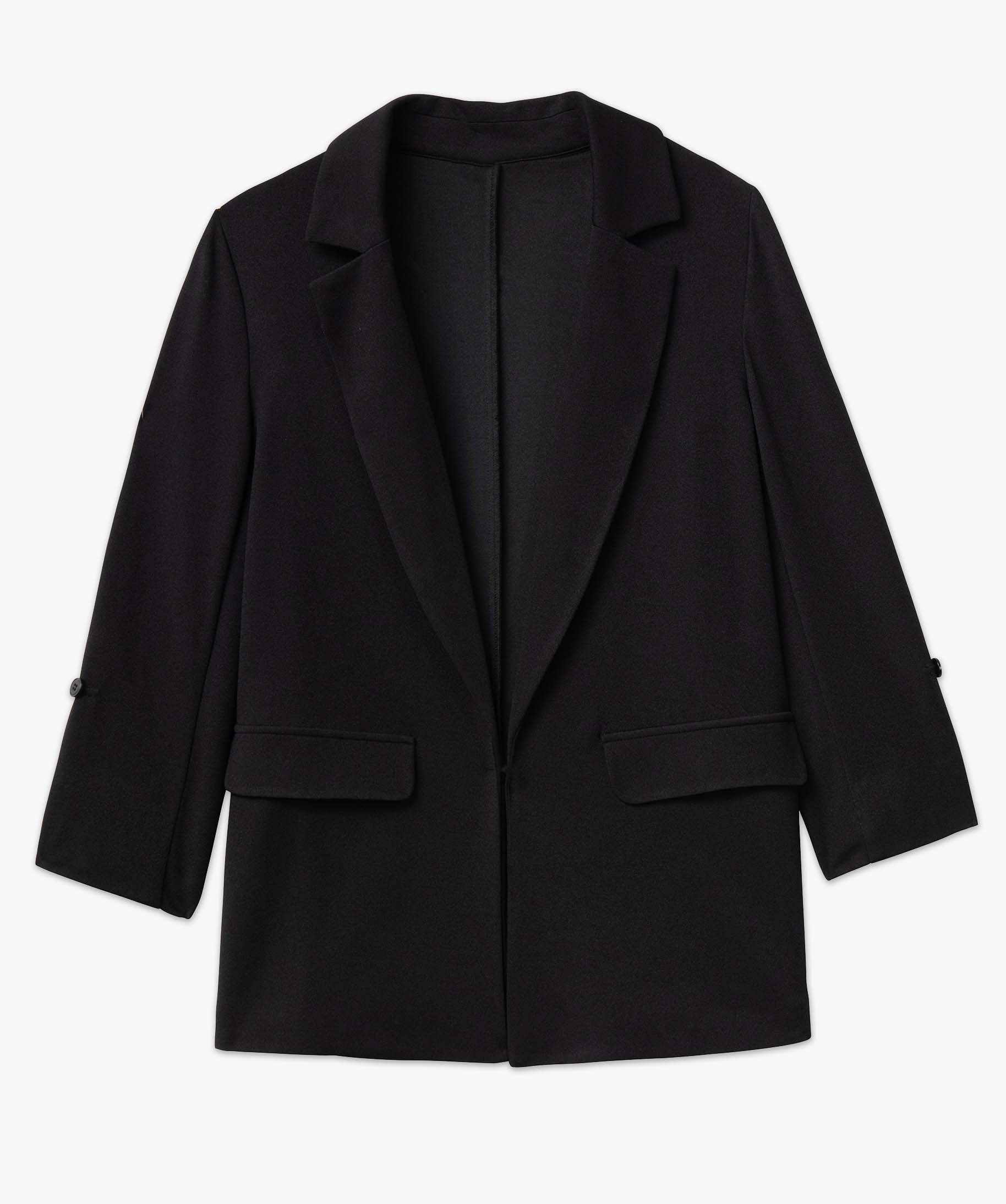 Veste droite en maille stretch manches 3/4 unie femme noir | GEMO