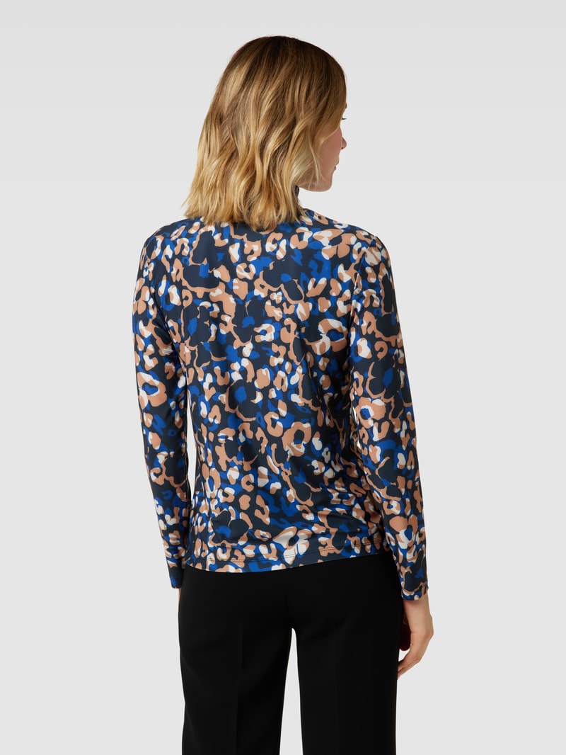 Longsleeve mit Allover-Muster und Stehkragen in royalblau