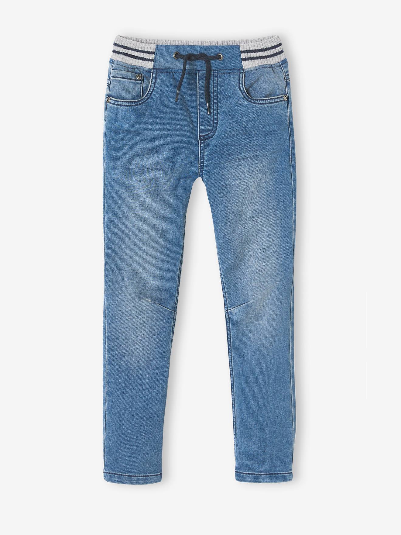 Jean droit en molleton effet denim facile à enfiler garçon double stone